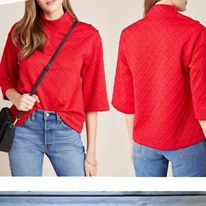 Anthropologie red 3/4 sleeve top